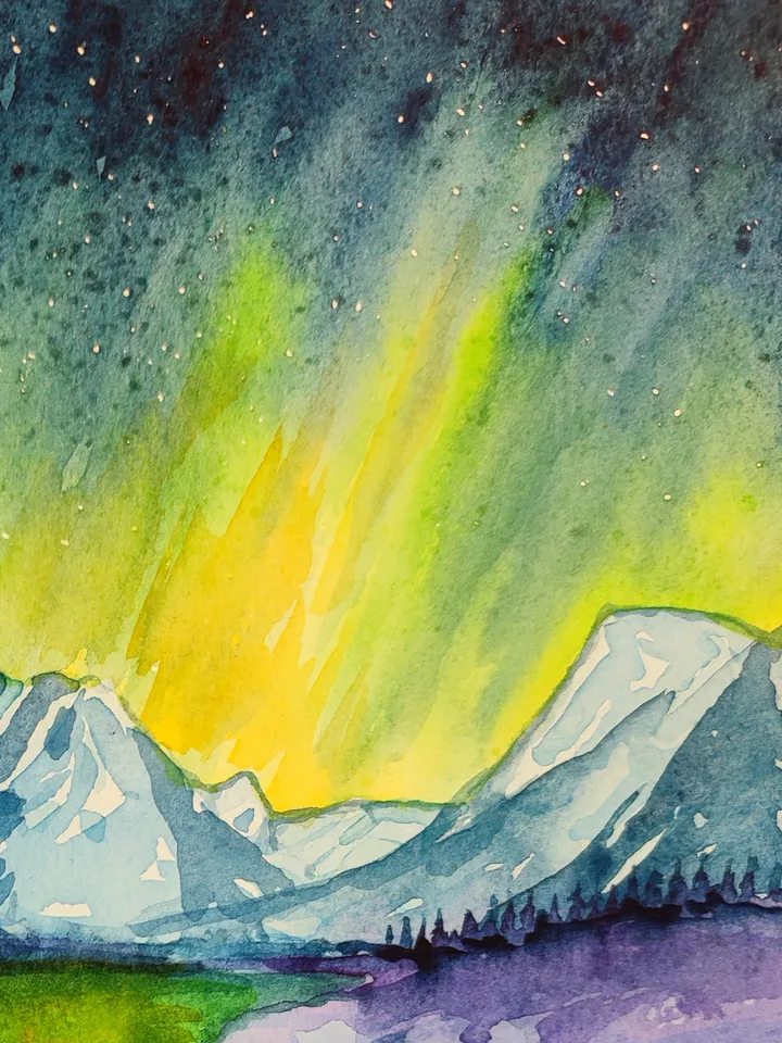 Watercolor painting "Northern night"