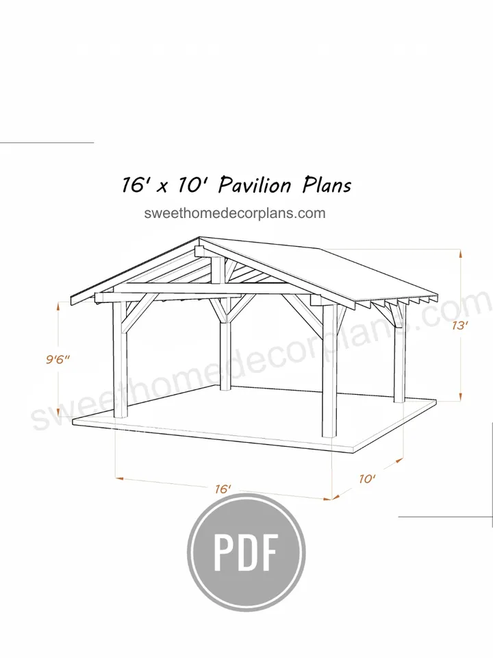Diy 16 x 10 gable pavilion plans pdf. Carport plans. Wooden outdoor gazebo garden pavilion pdf plans. Diy backyard pergola plans