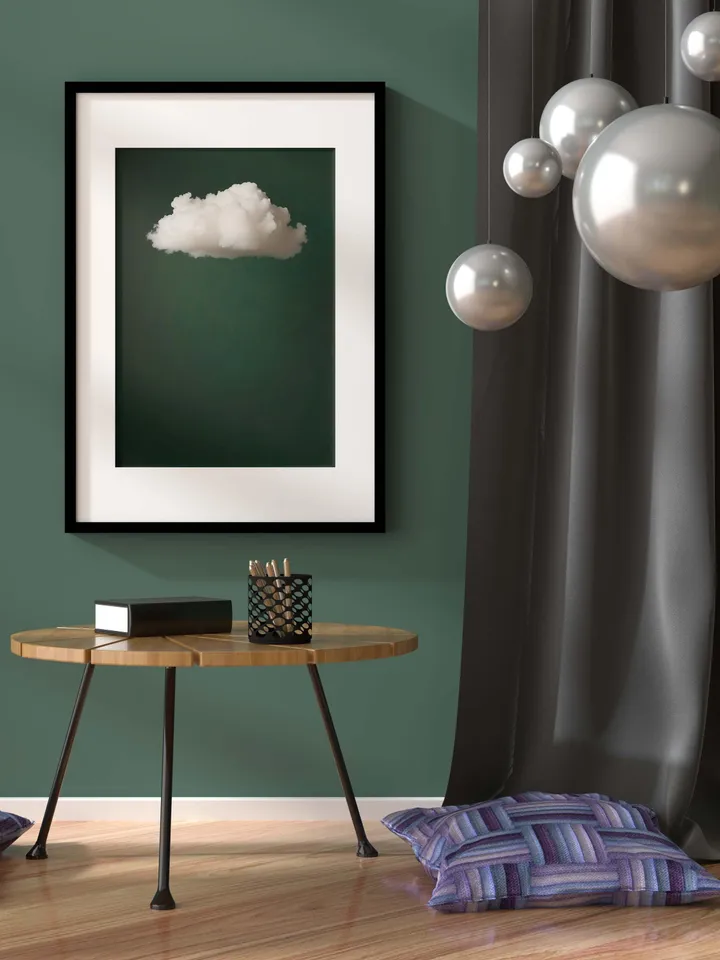Emerald Green Cloud Wall Art Print, Bedroom Wall Decor Over the Bed Art, Above Bed Decor, Bedroom Decor, Abstract, Minimalist, Dark Green