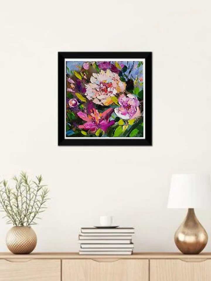 Peonies Painting Canvas Original Art Floral Oil Painting Impasto by Verafe