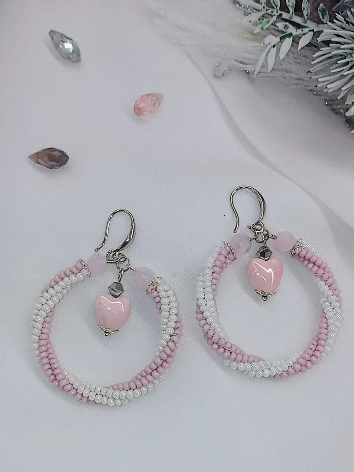 Custom multicoloured bridesmaid earrings set, beaded hoop earrings set, bridesmaid gift, bridesmaid gift idea
