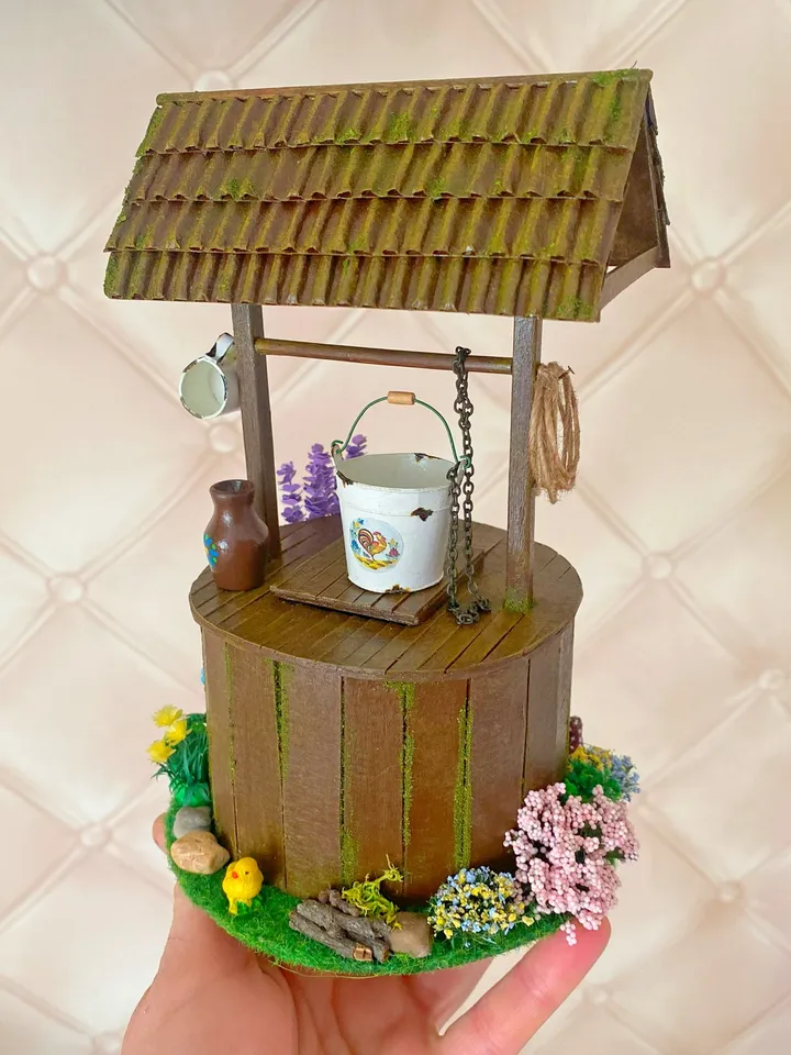 Well for the doll garden. Doll accessories. Dollhouse miniature. 1:12. Doll garden.