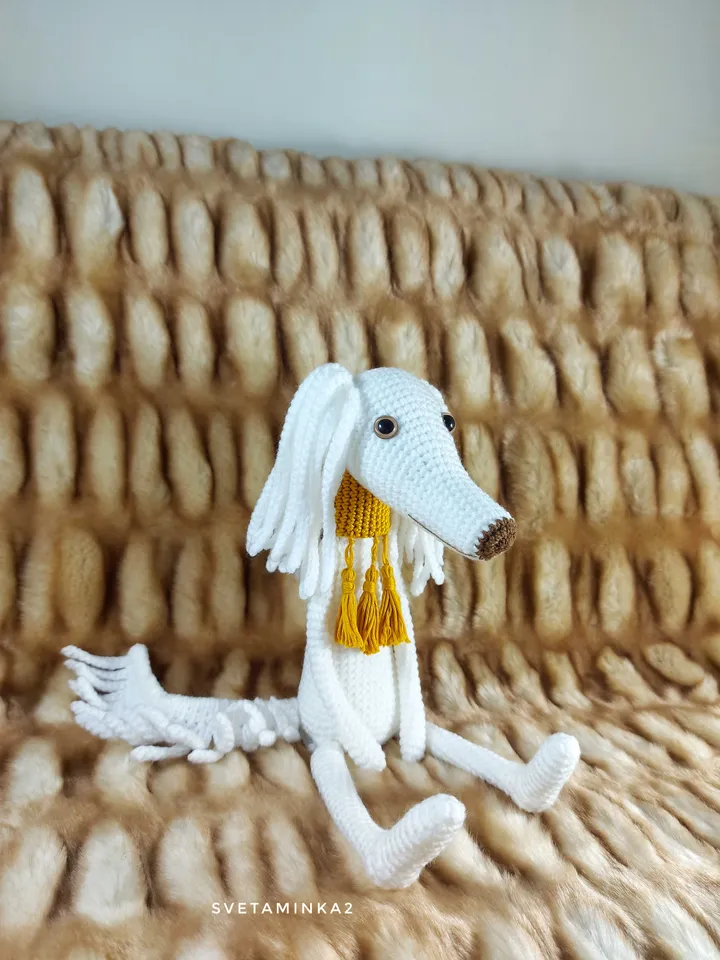 Saluki Crochet Dog Pattern Amigurumi Persian Greyhound Arabian Hound. Digital Download. PDF.