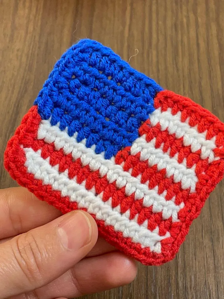 American Flag Crochet Pattern, USA Flag Applique PDF, Patriotic Crochet Square, DIY Independence Day Decor, Handmade 4th of July Craft