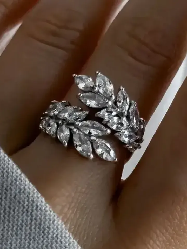 Silver 925 women's adjustable ring with cubic zirconia