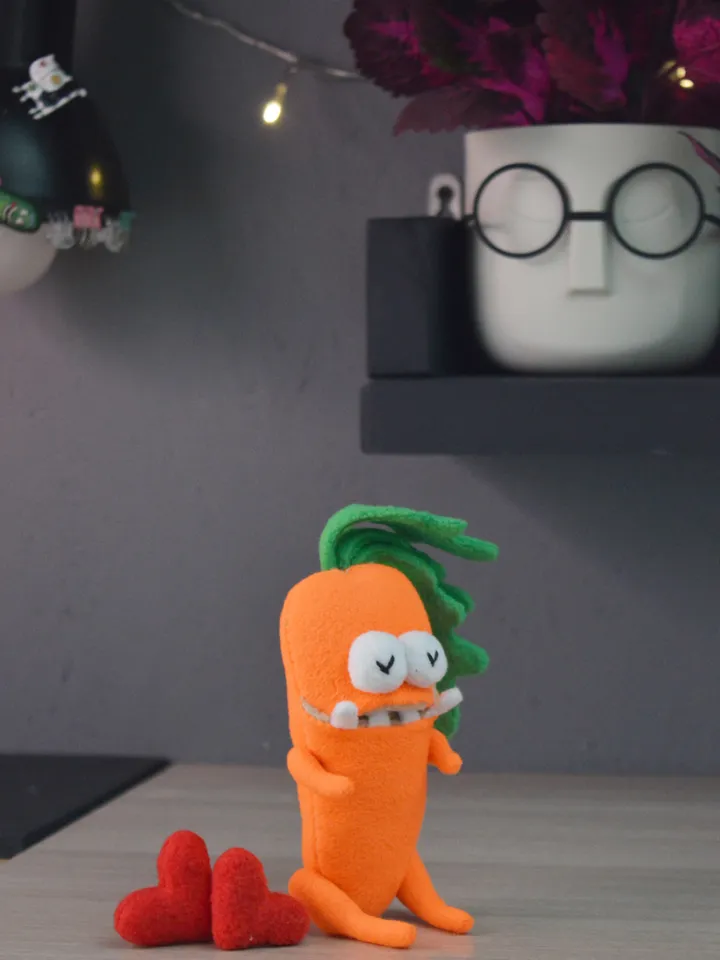 PDF Plush Carrot Pattern – Fleece Softie Toy with Pocket Mouth