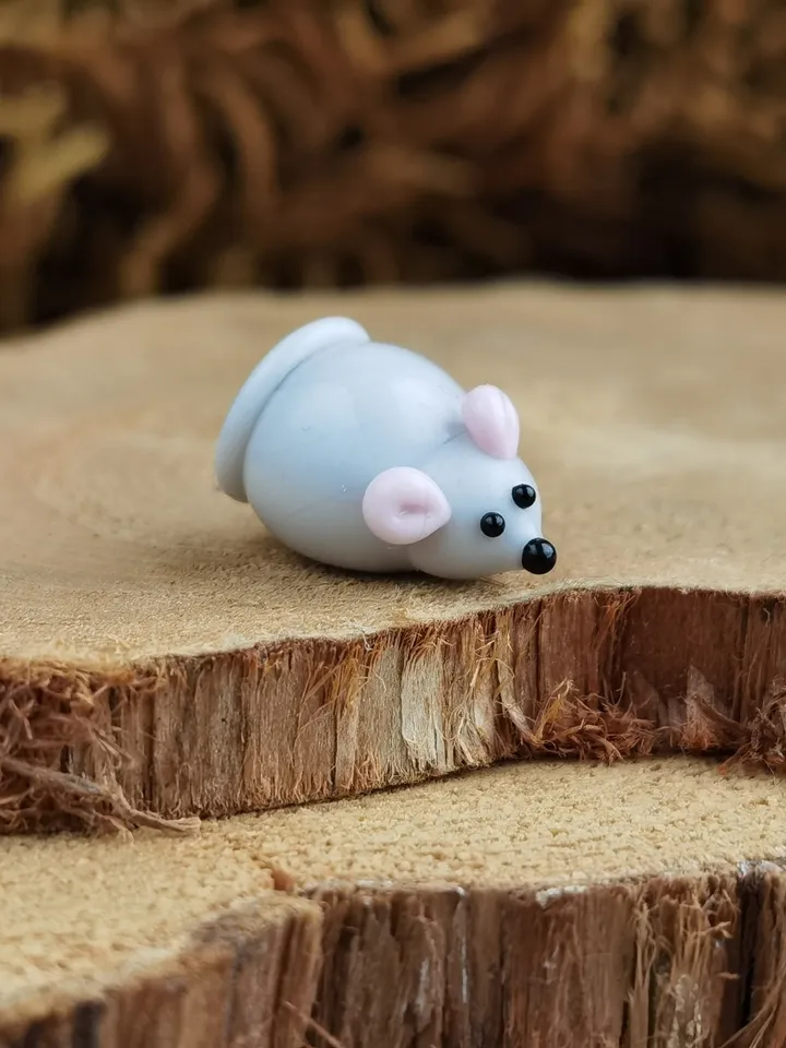 Mini glass figurines wallet mouse glass Mouse figurine Rat gifts Glass rat art miniature mouse Dollhouse miniature animals Tiny mouse