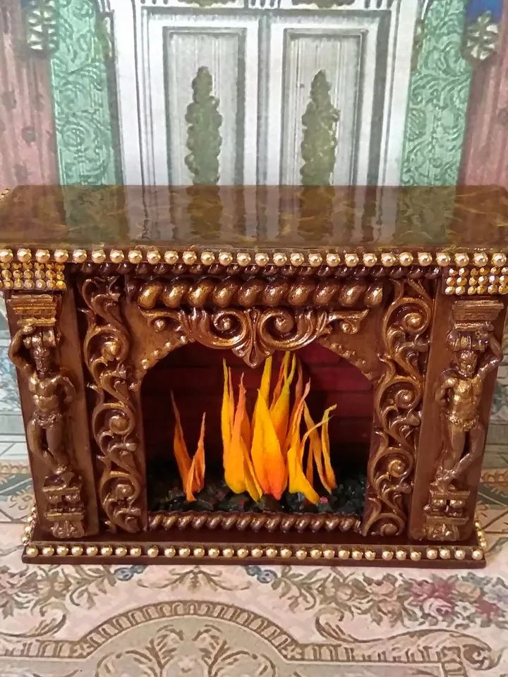 Fireplace for dollhouse handmade.1:12 scale.