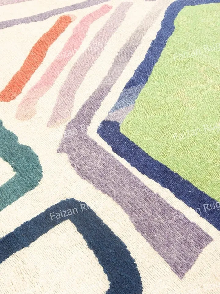 Multi color Hand knotted modern rugs 100% wool for living room, bed room, kids room in any size 9x12,8x10,6x9,5x8 Don't delay!!