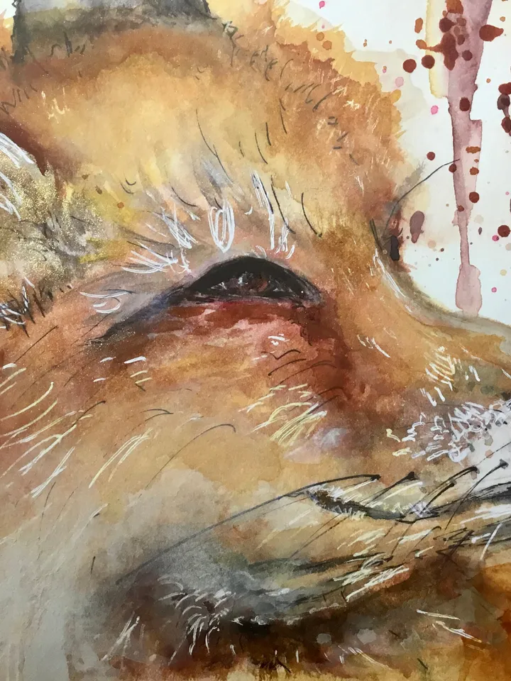 Fox original watercolor painting,fox portrait,animals painting,fox wall art,small paintings gifts,aceo watercolor,kids room art.