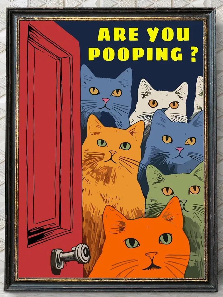 Funny Posters Pooping Print Bathroom Cat Print For Toilet Wall Art Print Funny Cat Print Printable Wall Art Bathroom Wall Art Toilet Poster