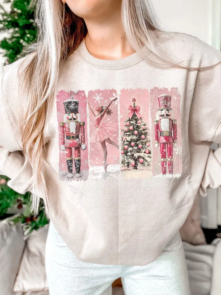 Retro Nutcracker Christmas PNG, Preppy Christmas Png, Holiday Vibes Png, Nutcracker Ballet Png, Christmas Tree, Pink Christmas, Sublimation