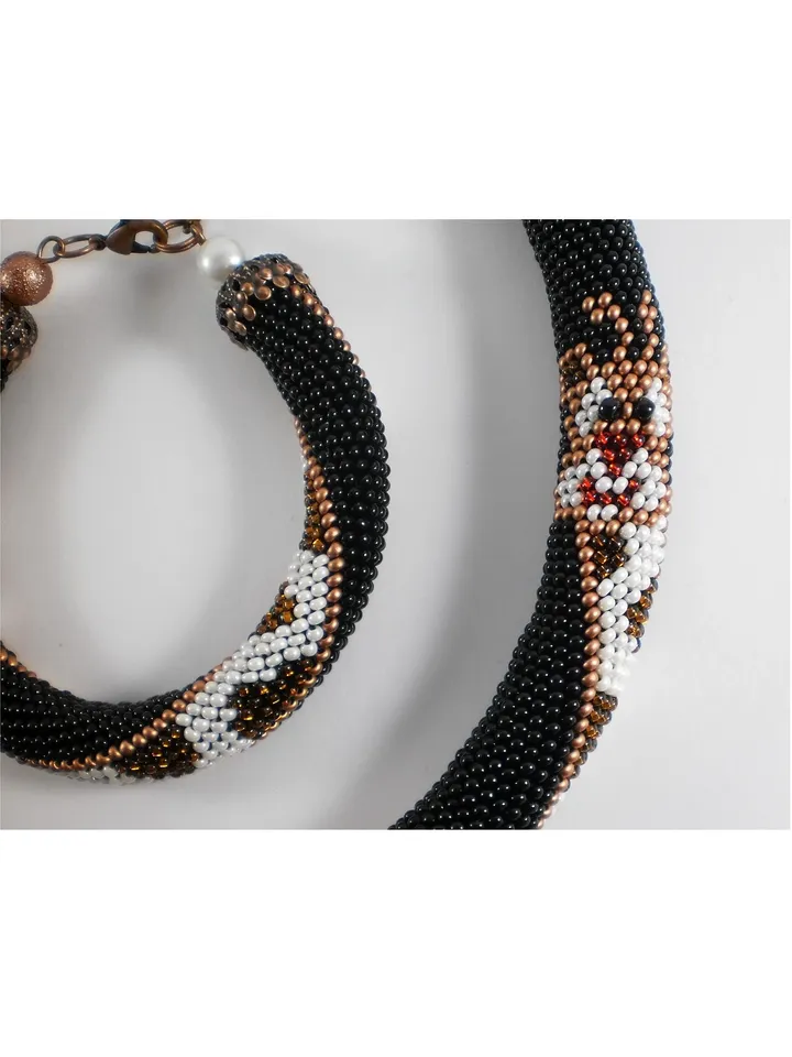 PDF Bead Crochet Pattern , Pattern for «Giraffe» Ropes Necklace and Bracelet