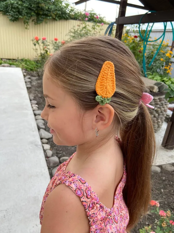 Crochet hairpin for girls,handmade hair accessories,carrot and rabbit hair clips