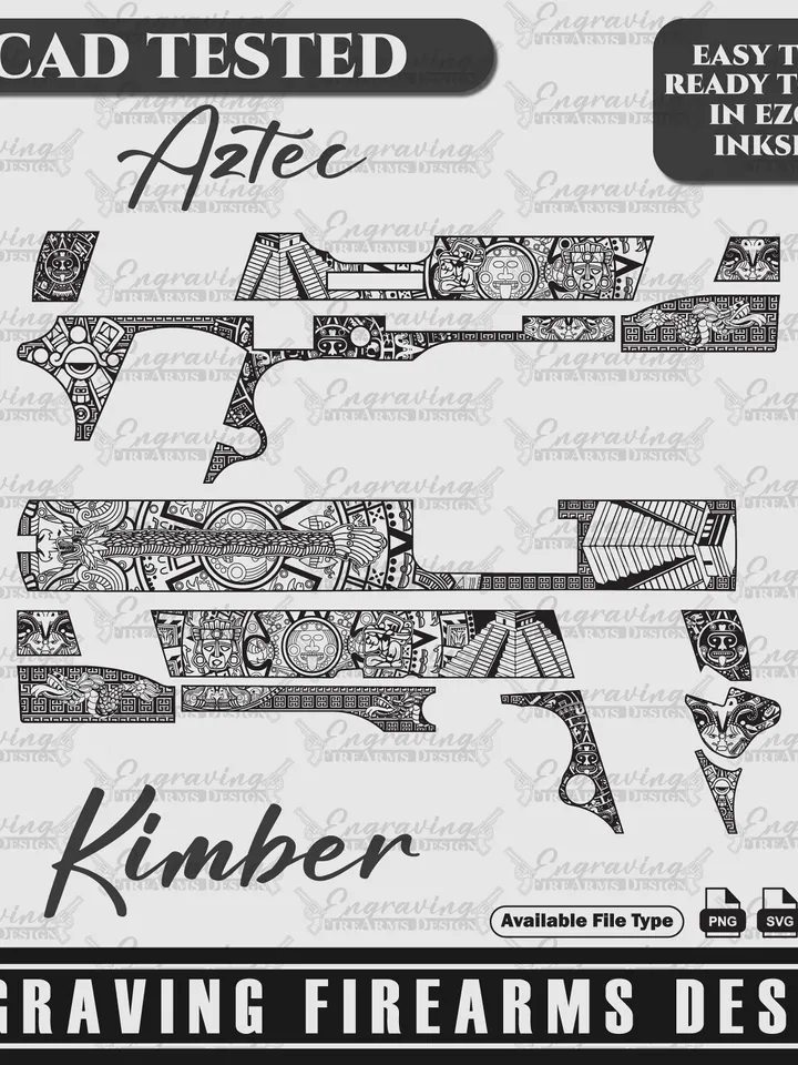 Engraving Firearms Deisign Kimber 1911 full size 45 ACP AZTEC DESIGN