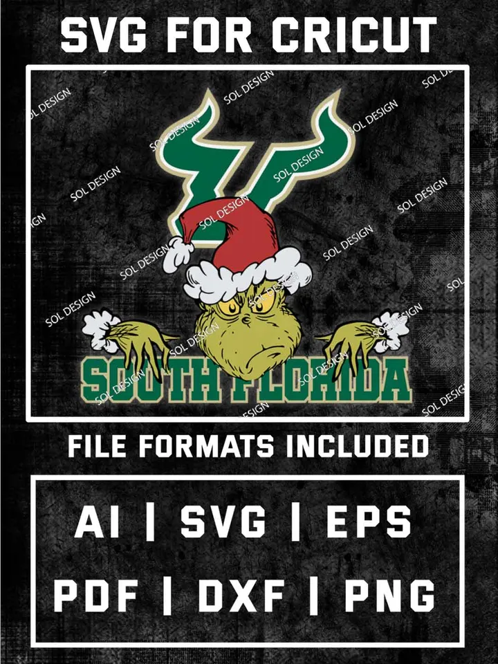 Grinch South Florida Bulls SVG, NCAA SVG Design, NCAA South Florida Bulls SVG, NCAA Bulls Cricut, Christmas Svg, Grinch svg, Digital Download