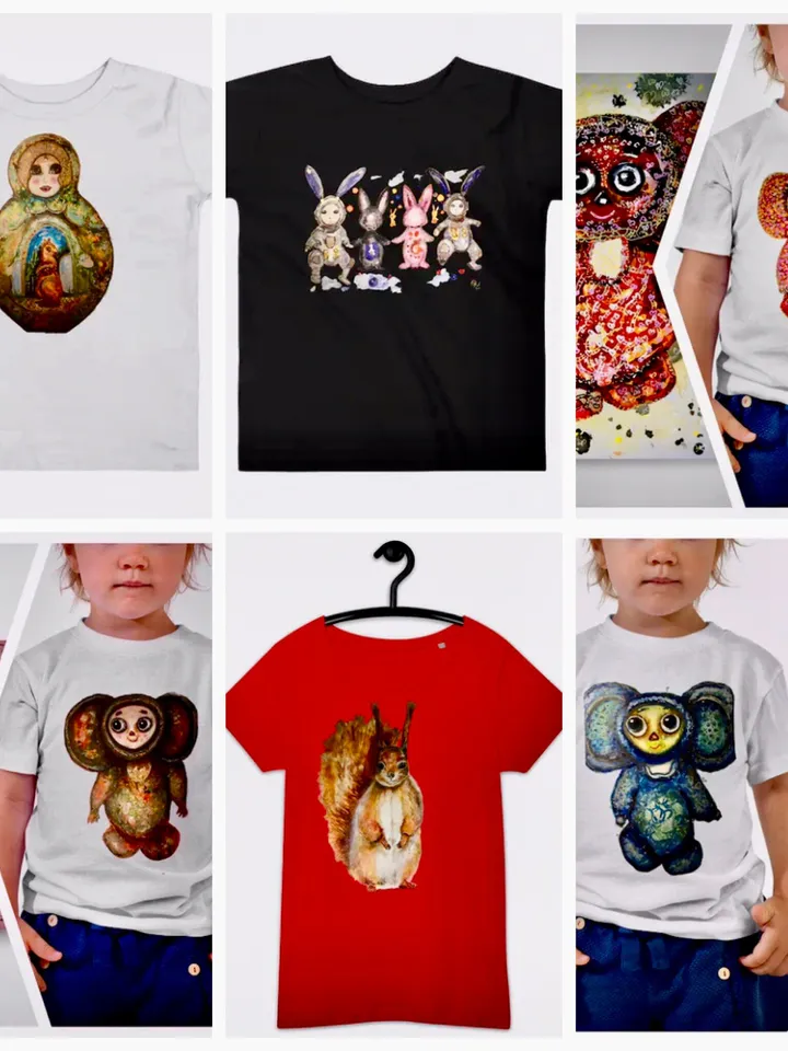 Squirrel Toddler Short Sleeve Tee ,made with my original squirrel watercolor painting,unique handmade gift for children