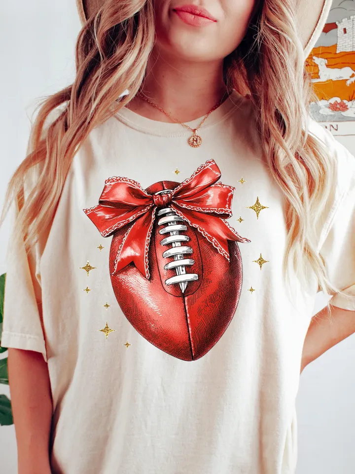 Red Football ball png, Coquette Football PNG, K City Football PNG, Game Day, Football Girly, Football Season, Red Team Football Bow