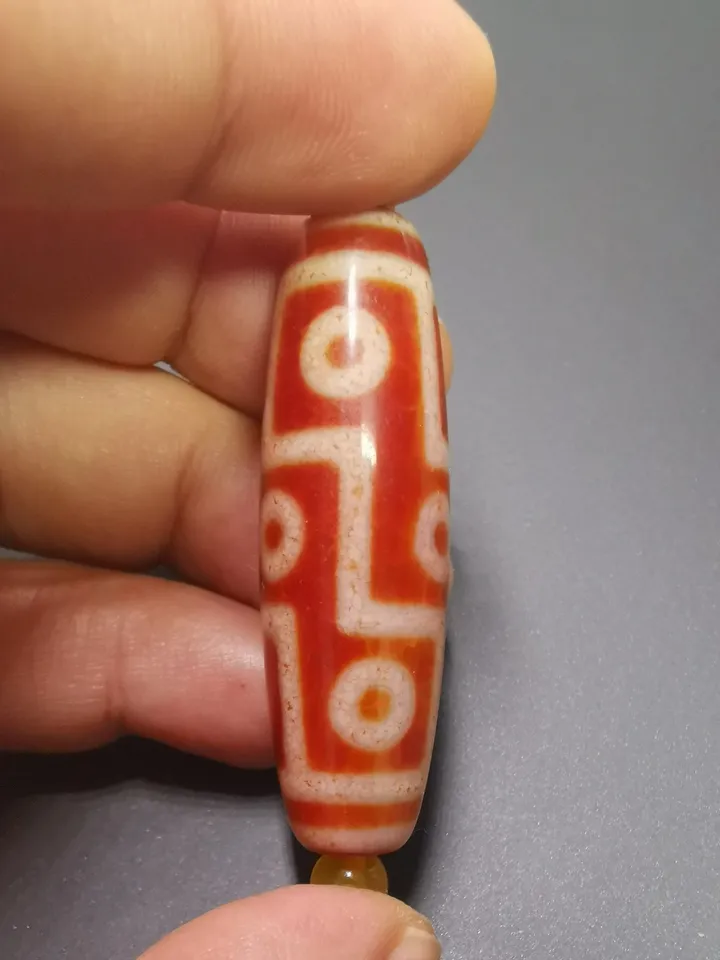 Gandhanra Ancient Tibetan Fire Agate 9 Eyes Dzi Bead, Prayer Bead, Attract Wealth and Good Luck, zee Bead