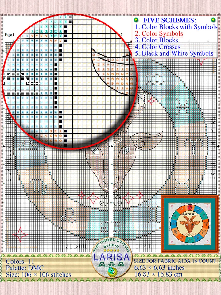 Capricorn Cross Stitch Pattern | Capricorn Zodiac Sign