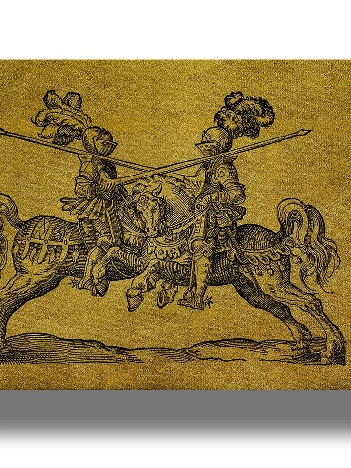 Medieval Jousting Tournament. Cavalry poster. Handmade paper print.