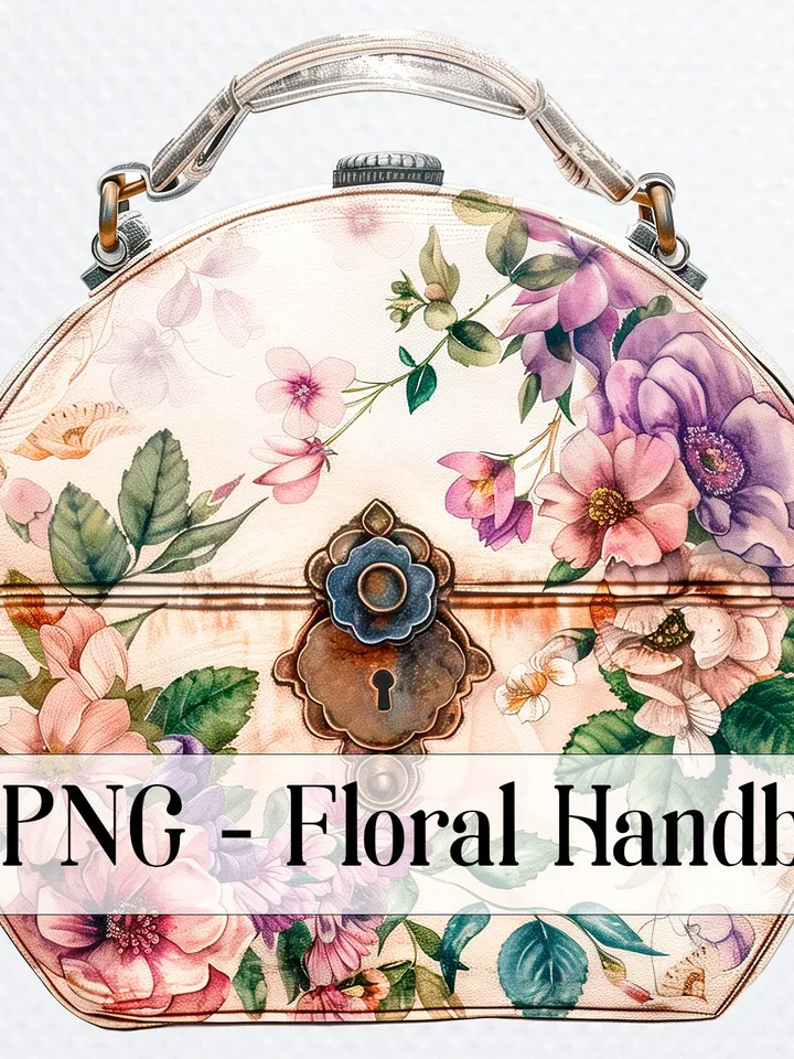 18 Floral Handbag PNG Bundle, Floral Purse, Floral Clutch, Printable Watercolor clipart for sublimation, Digital download, Paper craft