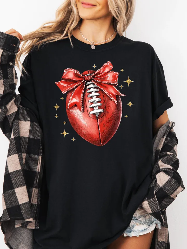 Red Football ball png, Coquette Football PNG, K City Football PNG, Game Day, Football Girly, Football Season, Red Team Football Bow