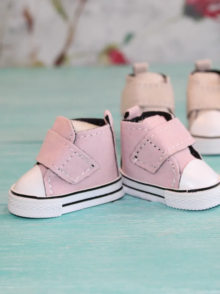 Pink suede sneakers for Wellie Whisher, wellie wisher doll shoes- 5 cm doll shoes - Or any other doll – Christmas gift