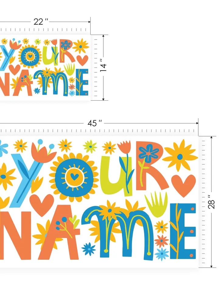 Personalized Name Wall Decals Flowers Kids Stickers el147