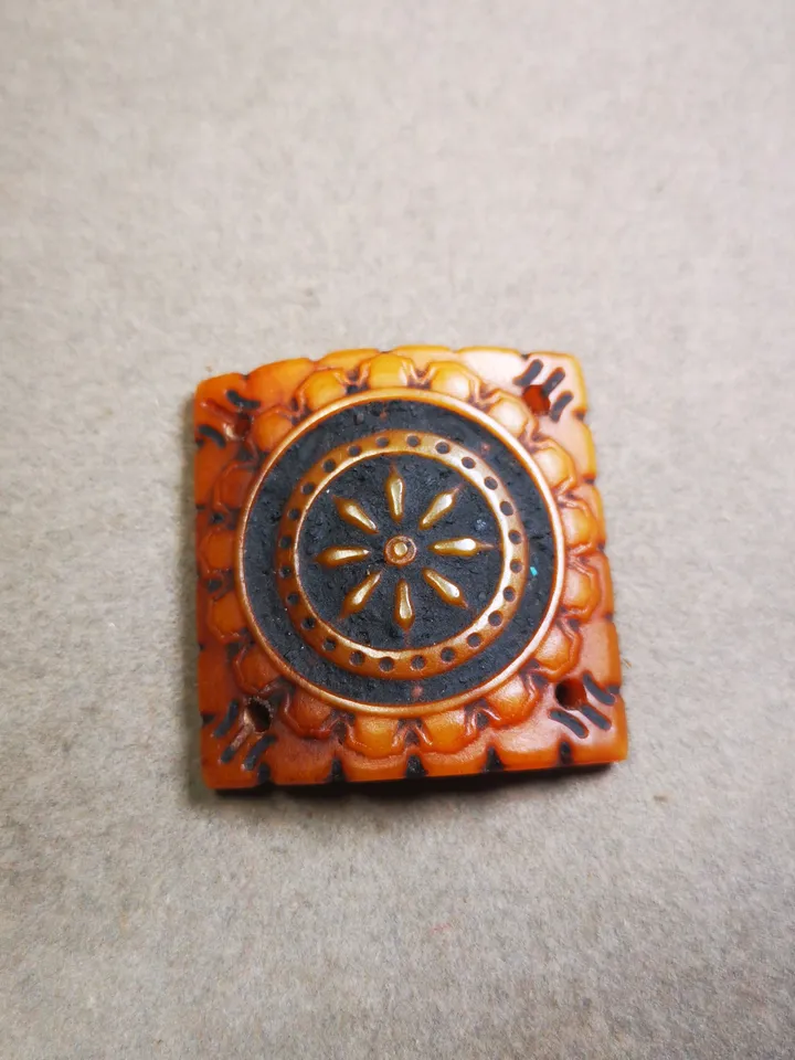 Gandhanra Yak Bone Carved Mandala Amulet Badge, Tibetan Buddhist Prayer Wheel Pendant,Dharma Chakra