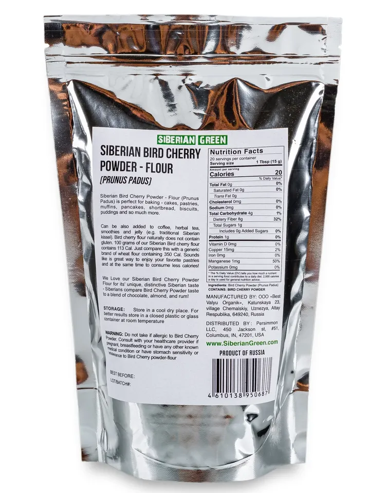 Siberian Bird Cherry Fine Powder Flour 300g Wild Harvested from Altai Region