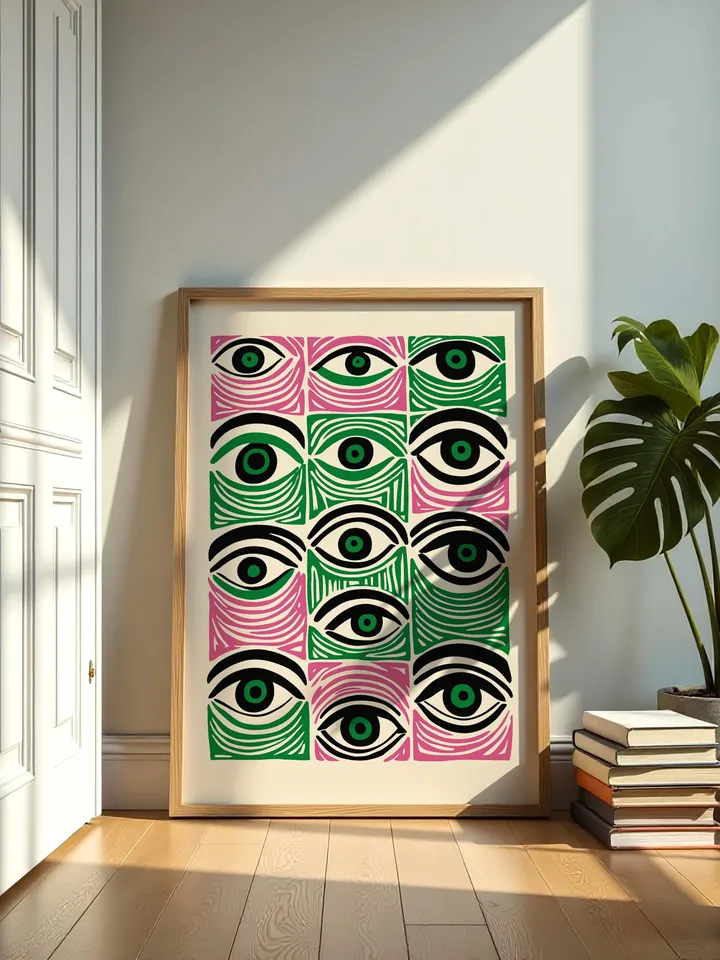 Abstract Eye Wall Art, Colorful Modern Eye Prints, Minimalist Digital Eye Poster Set, Vibrant Home Office Decor, Instant Digital Download
