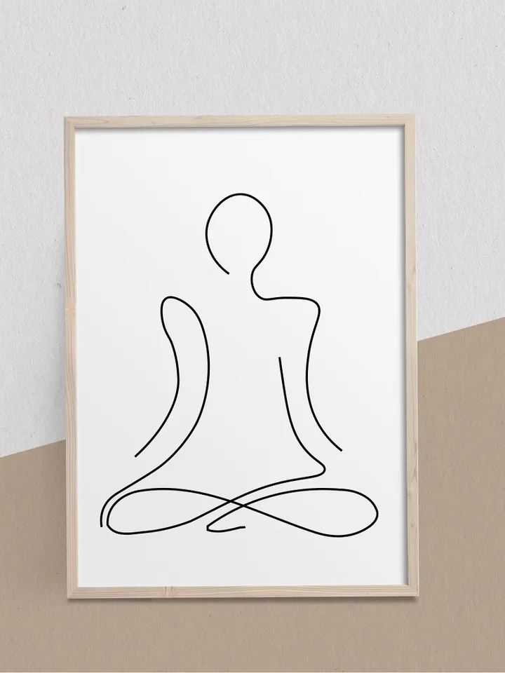 Yoga Wall Art, Yoga Art Print, Yoga Studio Decor, Yoga Wall Decor, Yoga Pose, Yoga Poster, Yoga Lotus Pose, Lotus Pose, Yoga Line Drawing