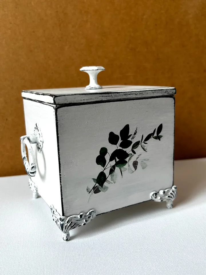 Decoupage boxes in vintage style with cupcakes - Unique Home Decor, Vintage-Inspired Decoupage Decorated Storage Box