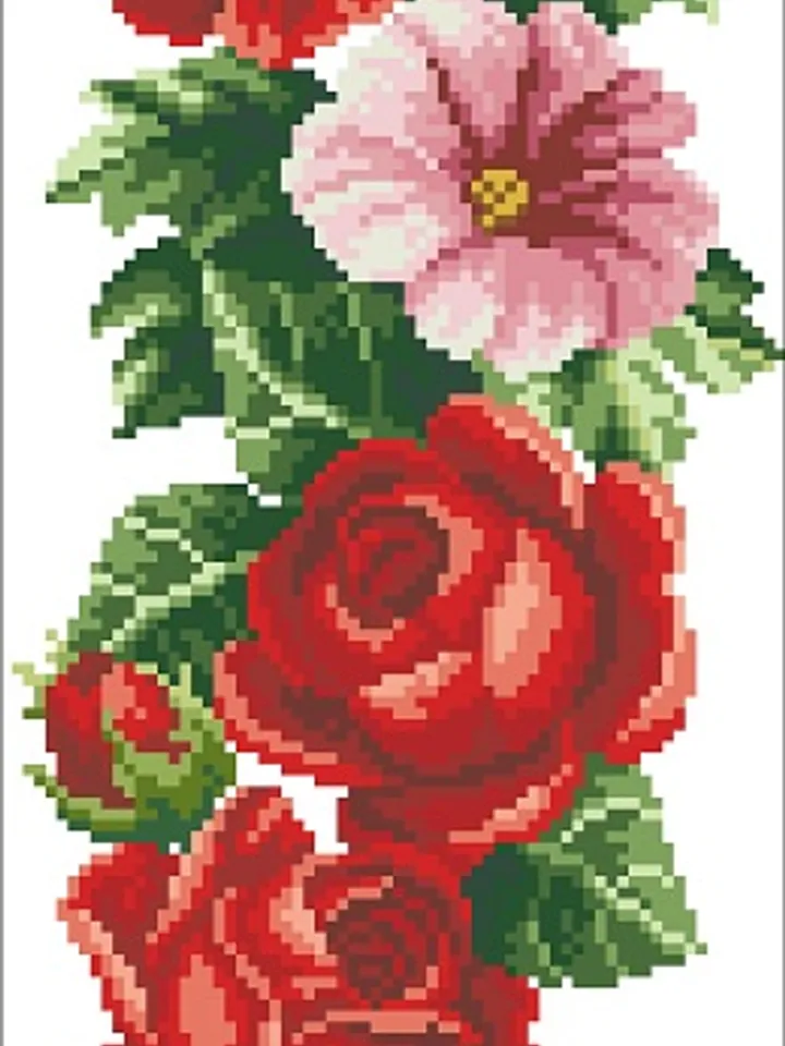 Antique Cross Stitch Pattern Royal Flowers Counted Digital Download PDF