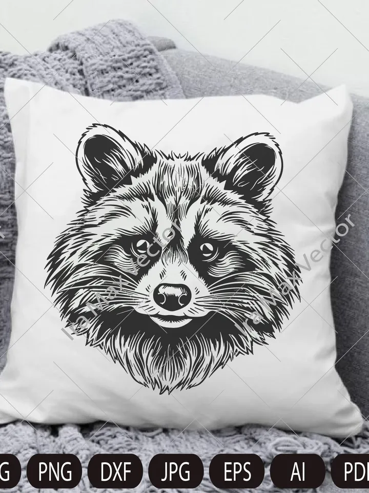 Raccoon Svg, Cute Raccoon Vector, Raccoon Cutfile,Raccoon head svg, Raccoon face svg,Tattoos, Stickers, Clothes, Home Decoration