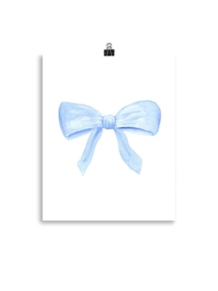 Blue Bow Watercolor Painting Art Print, Hamptons Style Decor, Baby Boy Nursery, Boys Room Ideas, Cute Bow Wall Art Print, Little Boy Gift