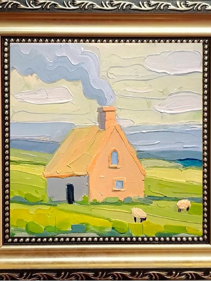 Ireland Painting Irish Farm Original Art Sheeps Painting Kinsale Landscape Impasto Oil Painting Farm Small Artwork Gift by ArtProkopaloSv