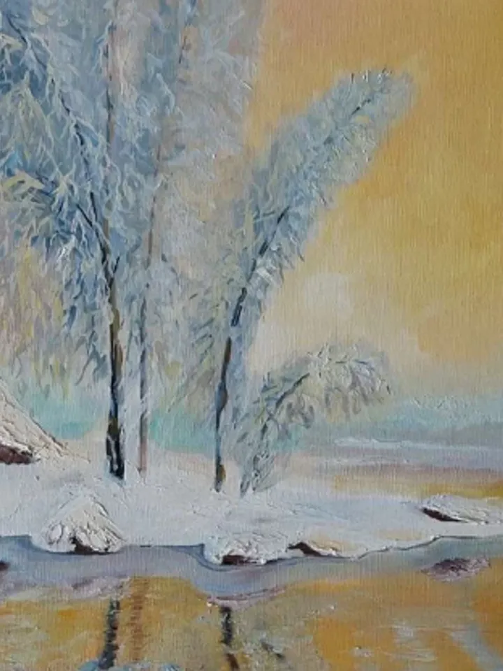 Painting on canvas “Frosty morning”, oil, size 60 x 40 cm