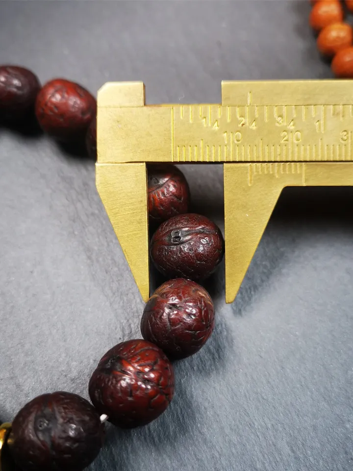 Gandhanra Unique Tibetan Dalo Dzi Bead Bracelet(30 Years Old), Tiger Tooth Dzi with Old Bodhi Beads,,Fit for 15-19cm Wrist