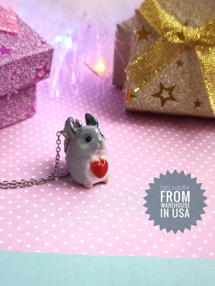 Handmade chinchilla necklace perfect for your daughter (US discount)
