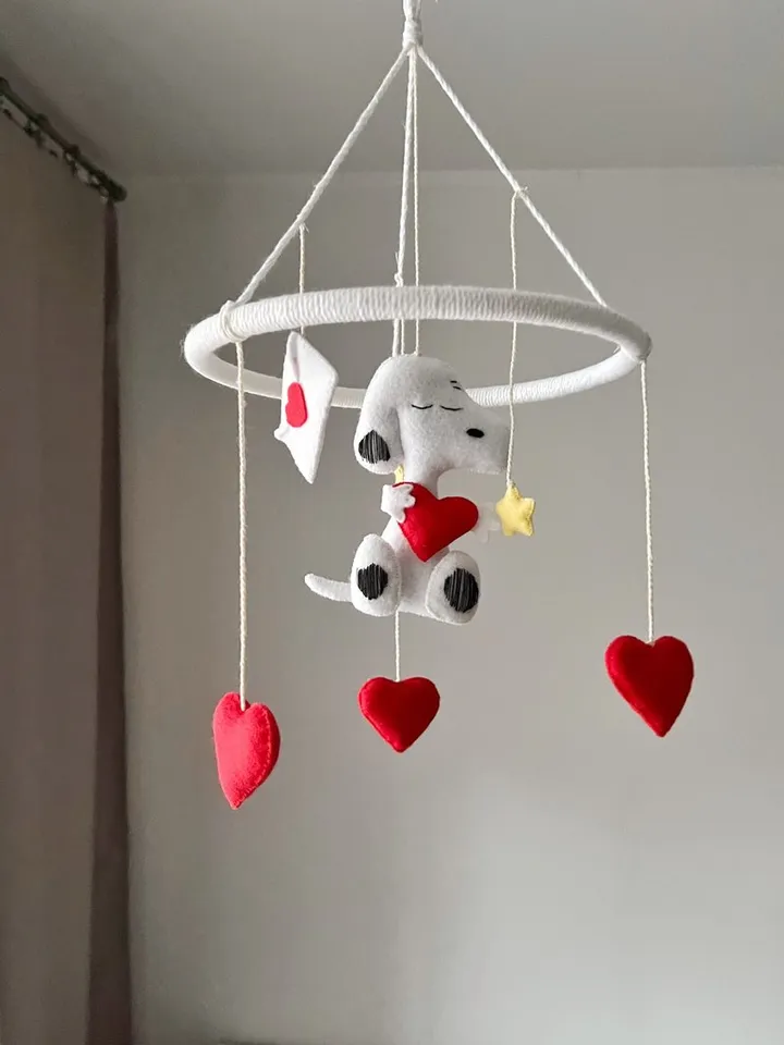 Snoopy Baby Mobile Charlie Brown Mobile Baby Crib Mobile Nursery Mobile Felt