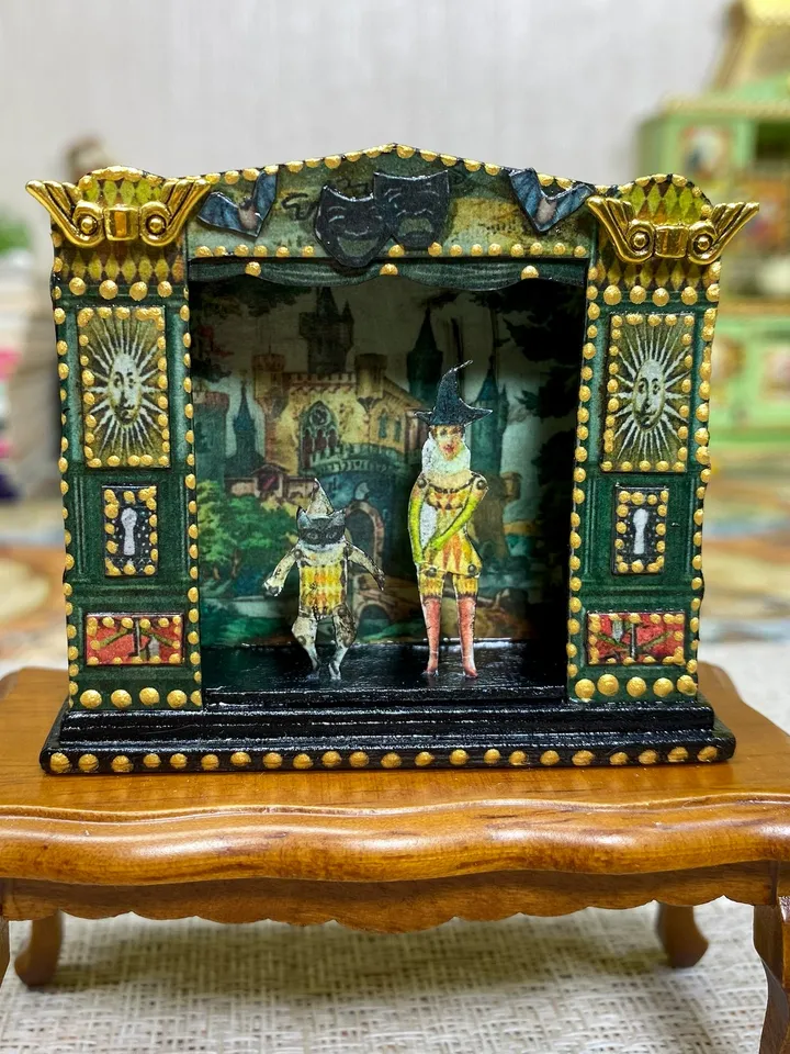 Tutorial. Puppet theater. Dollhouse miniature. Two sizes.
