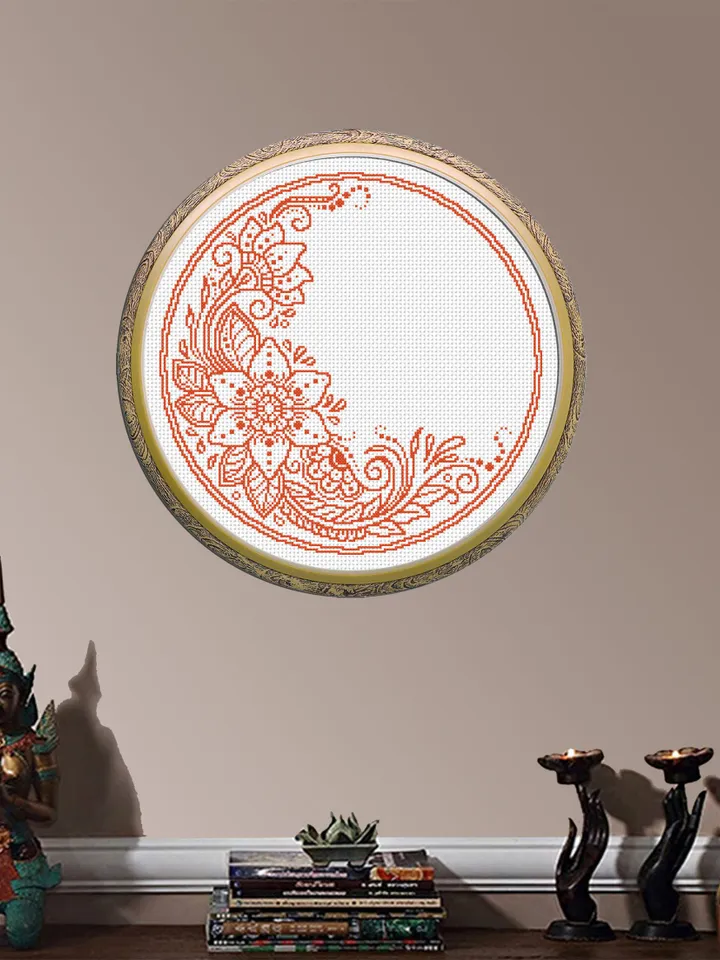 Floral mandala cross stitch pattern digital PDF Awesome cross stitch flowers Modern embroidery beginners Flower ornament xsitch chart #M150