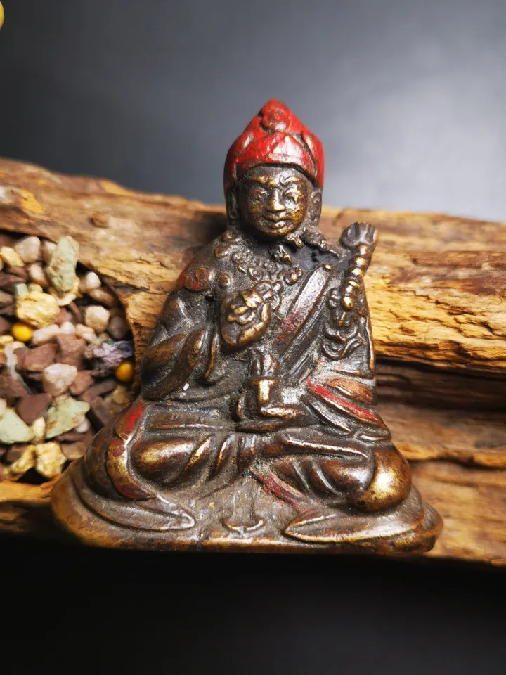 Acient Guru Rinpoche Statue,Nyingma Terma Lineage Padmasambhava,Gandhanra Old Tibetan Buddhist Statue,19th