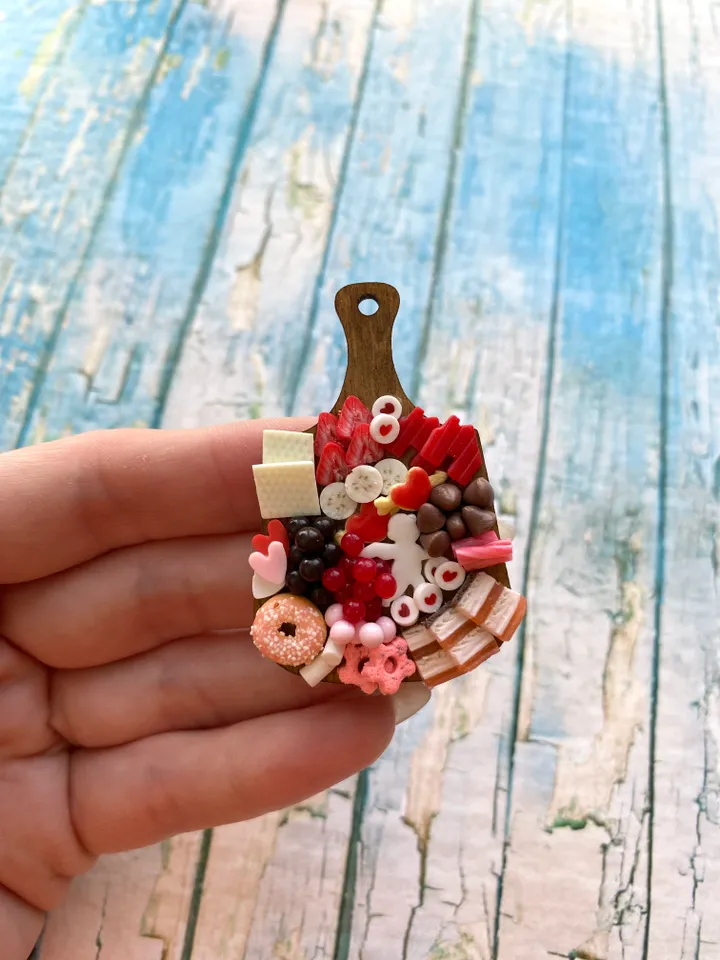 Miniature Valentine Charcuterie Board with Polymer clay Souvenir