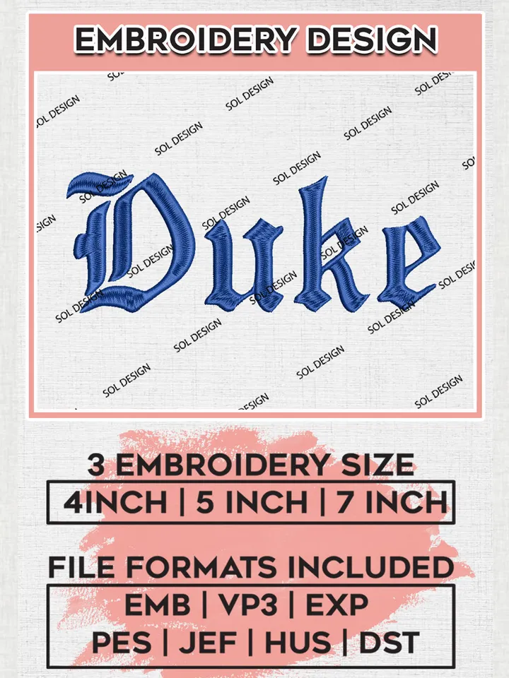 Duke NCAA Football Team Wordmark Logo embroidery designs, NCAA Duke Blue Devils Logo Machine embroidery designs, NCAA Team Logo embroidery designs, NCAA Game Day Machine embroidery designs, Digital Download