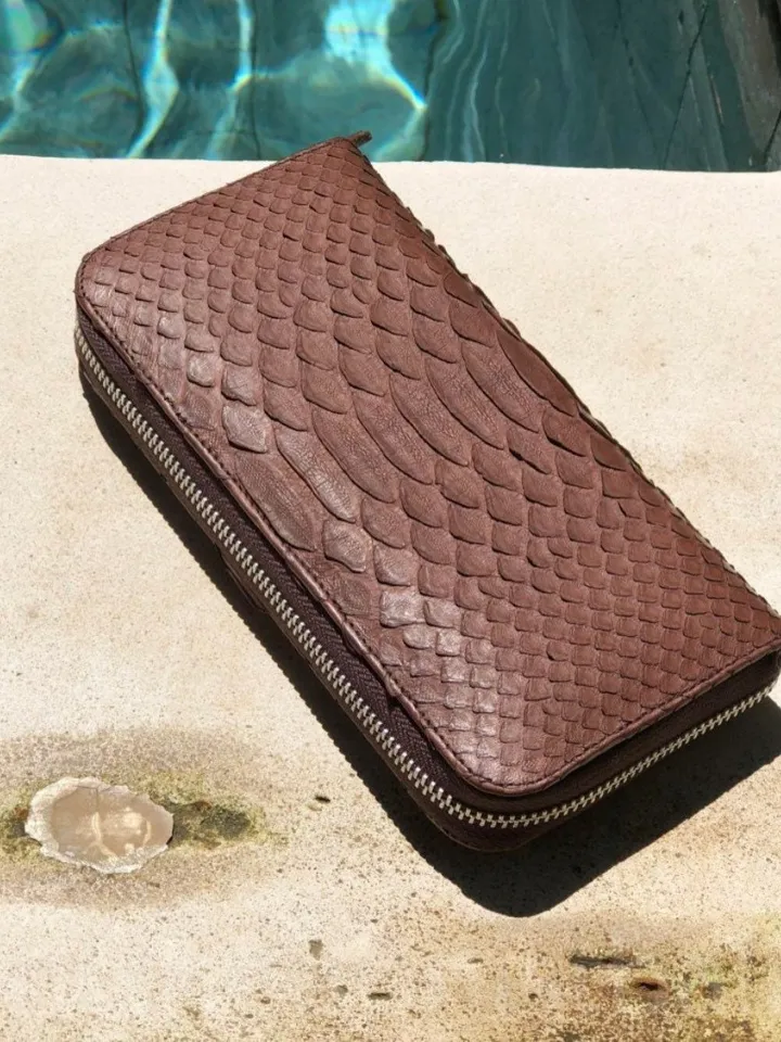 Genuine Python Skin Brown Wallet | Unisex Wallet | Exotic Leather Wallet | Handmade Python Wallet | Unisex Wallet | Leather Portmone