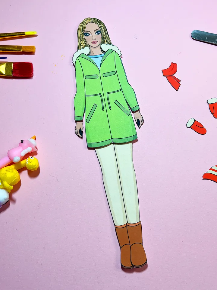 Paper doll with winter clothes