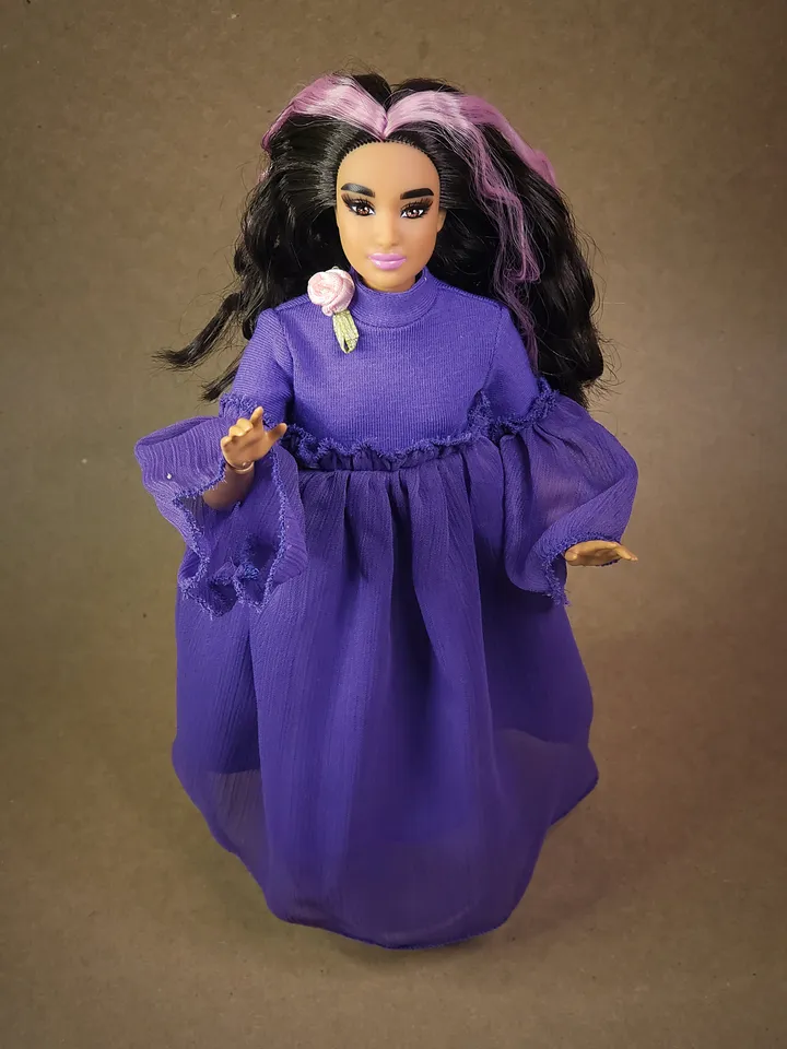 Handmade purple maxi dress for 1/6 scale fashion female dolls